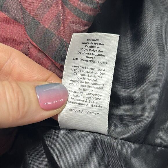 Talbots Red Black Plaid Down Puffer Vest Womens Large Full Zip Pockets - Picture 7 of 7
